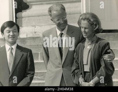 Le roi belge Baudouin et la reine Fabiola, et le prince japonais Naruhito, années 1980 Banque D'Images