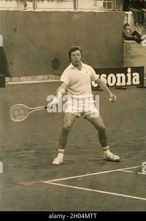 Joueur italien de tennis Nicola Pietrangeli, années 1970 Banque D'Images