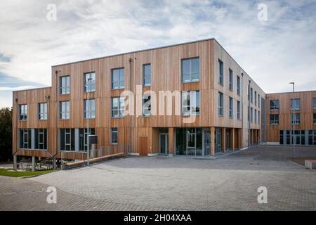 Le bâtiment d'extension 'Zukunftsraum' de l'université privée Witten Herdecke dans la construction durable de bois, Witten, Rhénanie-du-Nord-Westphalie, GE Banque D'Images