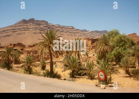 Oasis et paysage du désert du Sahara photographiés au Maroc Banque D'Images