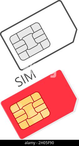 Carte SIM plate.Isolé sur fond blanc.Jeu de cartes SIM. Illustration de Vecteur