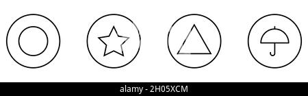 Vinnytsia, Ukraine - 11 octobre 2021 : symbole du jeu de calmar.Rayons de miel de sucre de Dalgona : formes de cercle, triangle, étoile, parapluie.Contour vectoriel Illustration de Vecteur