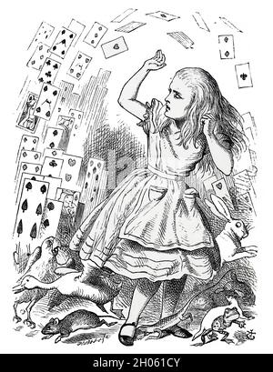 Illustration de Vinatage Alice in Wonderland par John Tenniel après l'histoire de Lewis Carols à travers le verre Banque D'Images