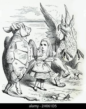 Illustration de Vinatage Alice in Wonderland par John Tenniel après l'histoire de Lewis Carols à travers le verre Banque D'Images