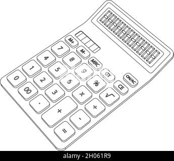 Illustration de la calculatrice vectorielle en vue perspective Illustration de Vecteur