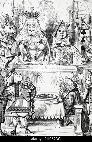 Illustration de Vinatage Alice in Wonderland par John Tenniel après l'histoire de Lewis Carols à travers le verre Banque D'Images