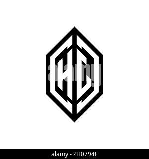 Logo HJ avec forme géométrique vecteur modèle de conception monogramme isolé sur fond blanc Illustration de Vecteur