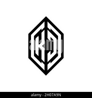 Logo KC avec modèle de conception de monogramme à vecteur de forme géométrique isolé sur fond blanc Illustration de Vecteur