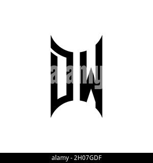 Modèle de forme géométrique DW Monogram.Vecteur de conception initiale du monogramme sur un arrière-plan isolé Illustration de Vecteur