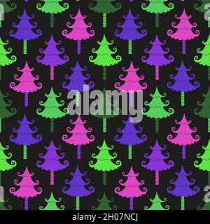 Jolis arbres de Noël sans coutures à motif vectoriel Illustration de Vecteur