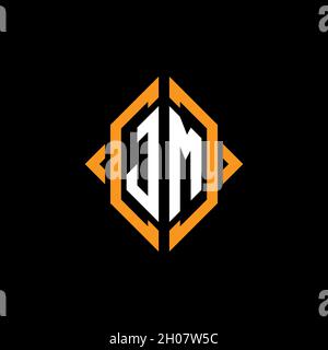 Modèle de style de forme géométrique de monogramme JM.Vecteur de conception initiale du monogramme sur un arrière-plan isolé Illustration de Vecteur
