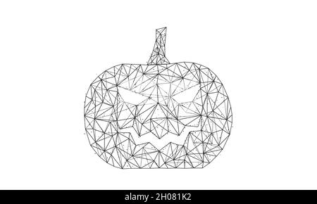 Citrouille d'Halloween avec visage effrayant isolé sur fond blanc.Concept d'Halloween en polyfilaires bas.Illustration numérique à faible vecteur poly. Illustration de Vecteur