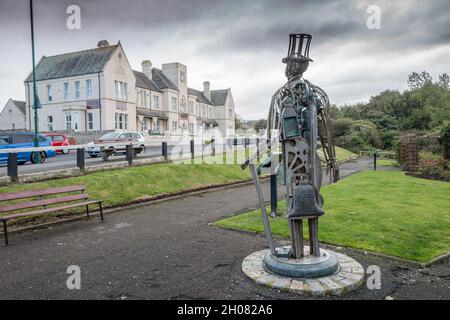 Sculpture métallique de Henry Pease, industriel victorien à Saltburn by the Sea, Angleterre, Royaume-Uni. Banque D'Images