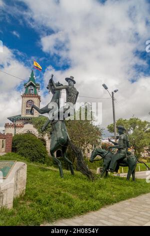 LOJA, EQUATEUR - 15 JUIN 2015 : monument de Don Quijote à Loja, Equateur Banque D'Images