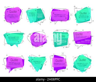 Guillemets, bulles de dialogue et de commentaires, boîtes de dialogue, boîtes de dialogue et de texte de note avec guillemets.Bulle dialogue colorée isolée t Illustration de Vecteur