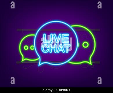 Chat en direct, un design parfait pour toutes les applications.Sur fond blanc.Icône de vecteur de site Web.Icône néon Illustration de Vecteur