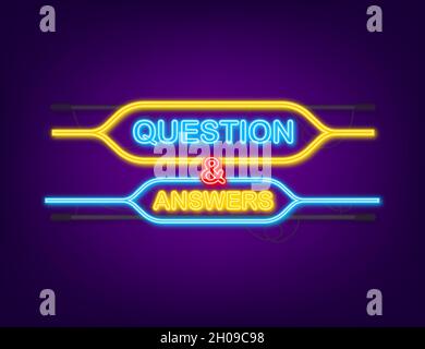 Icône néon question and answer Bubble Chat Illustration de Vecteur