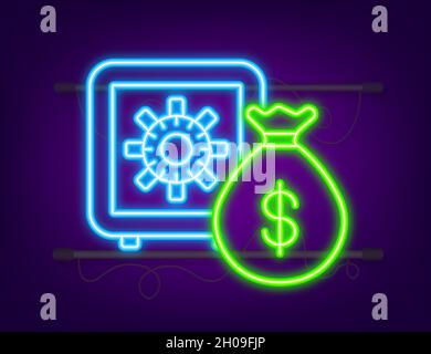 Argent, finances et paiements.Icône Web de contour néon.Illustration vectorielle Illustration de Vecteur