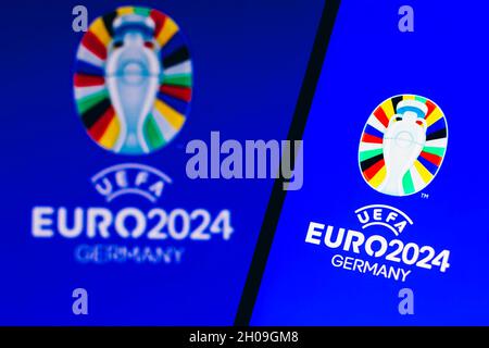 Brésil.11 octobre 2021.Sur cette photo, le logo UEFA Euro 2024 est affiché sur un smartphone.(Photo de Rafael Henrique/SOPA Images/Sipa USA) crédit: SIPA USA/Alay Live News Banque D'Images