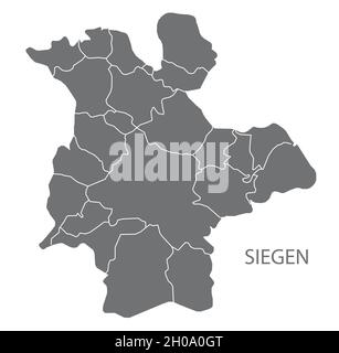 Carte moderne de la ville - Siegen ville d'Allemagne avec des quartiers gris DE Illustration de Vecteur