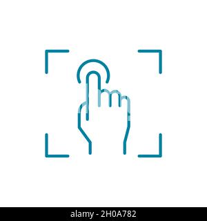 Icône de ligne de numérisation d'empreintes digitales.Concept biométrique.Recherche dans la base de données des empreintes digitalesContrôle de sécurité.Autorisation d'identité.Accès coffre-fort.Vecteur, ligne fine. Illustration de Vecteur