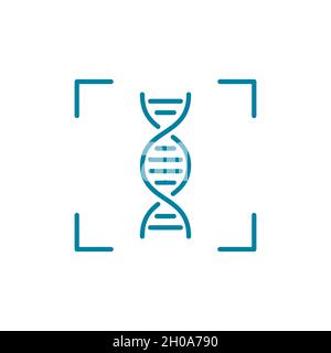 Icône de ligne d'identification d'ADN.Concept biométrique.Autorisation d'identité.Analyse judiciaire.Recherche dans la base de données.Accès coffre-fort.Authentification numérique. Illustration de Vecteur