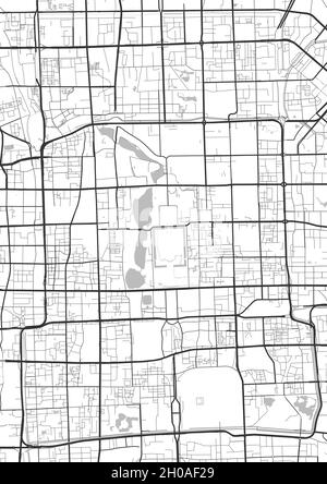 Carte de Pékin.Carte détaillée de la zone administrative de la ville de Pékin.Panorama urbain.Illustration vectorielle libre de droits.Carte avec autoroutes, rue Illustration de Vecteur