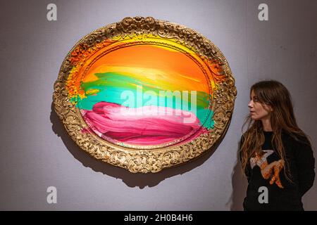 NEW BOND STREET LONDRES, ROYAUME-UNI.12 octobre 2021.HOWARD HODGKIN (1932-2017) hors de la fenêtre 2000.Estimation: GBP 450,000 - 650,000 sera offert à Bonhams après-guerre Art contemporain Vente.La vente aura lieu à Bonhams New Bond Street le 15 octobre.Credit: amer ghazzal/Alamy Live News Banque D'Images