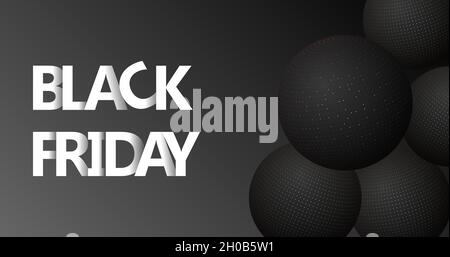 Réaliste Black Friday horizontal solde bannière Vector Design Illustration isolée sur fond noir. Illustration de Vecteur