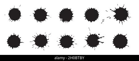 Ensemble de taches de peinture de silhouette, taches de taches d'éclaboussures, illustration vectorielle Illustration de Vecteur