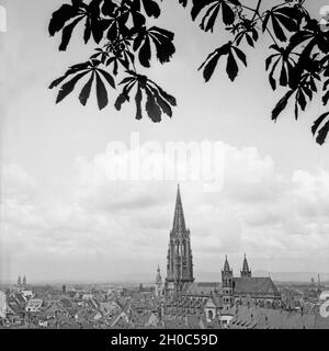 Blick auf einer Anhöhe von Freiburg aus Deutschland, 1930er Jahre. Vue d'une colline de Freiburg, Allemagne 1930. Banque D'Images