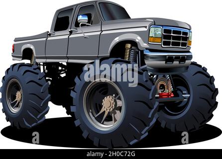 Vector Cartoon Monster Truck isolé sur blanc Illustration de Vecteur