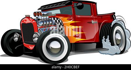 Bande dessinée rétro Hot Rod isolée sur fond blanc.Format vectoriel EPS-10 disponible, séparé par des groupes et des calques, pour un montage facile Illustration de Vecteur