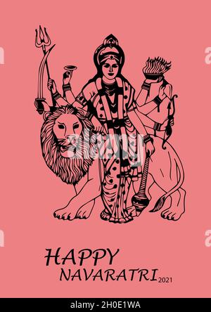 Happy Navaratri 2021, Happy Navaratri meilleurs voeux, fête indienne Banque D'Images