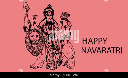 Happy Navaratri 2021, Happy Navaratri meilleurs voeux, fête indienne Banque D'Images