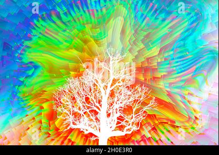 arbre de vie avec un arrière-plan abstrait coloré Banque D'Images