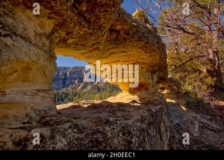 Un arc de roche le long de la piste téléphonique au nord de Sedona AZ. Il fait partie d'un groupe d'arches appelé les trous de Peep. Banque D'Images