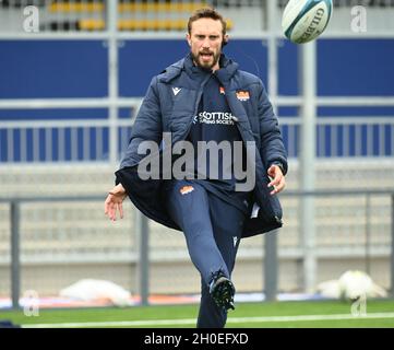 Edinburgh.Scotland UK.12 octobre 21.Session d'entraînement Mike Blair, entraîneur en chef de rugby d'Édimbourg, pour le match du championnat de rugby de l'Union contre les taureaux de Vodacom.Crédit : eric mccowat/Alay Live News Banque D'Images