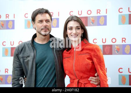 Daniele Pecci et Pilar Fogliati assistant au photocall de Cuori à la Casa del Cinema, Rome Banque D'Images