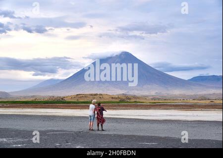Volcan OL Doinyo Lengai, lac Natron, zone de conservation de Ngorongoro, Tanzanie, Afrique Banque D'Images