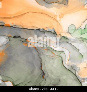 Peinture à l'encre à l'alcool de la marine vibrante.Art acrylique Banque D'Images