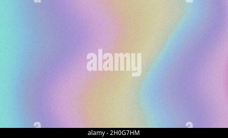 Couleur pastel holographique couleur floue sur fond granuleux.Arrière-plan abstrait texturé irisé multicolore avec bruit en résolution 4k. Banque D'Images