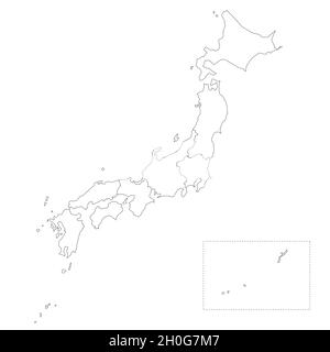 Carte politique du Japon.Divisions administratives - régions.Carte vectorielle simple et vierge Illustration de Vecteur