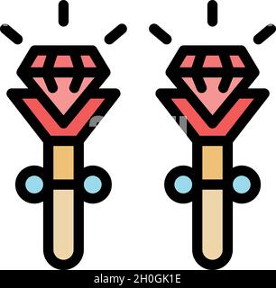 Icône boucles d'oreilles.Contour boucles d'oreilles vecteur icône couleur plat isolé Illustration de Vecteur