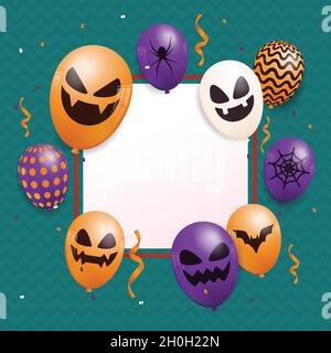 illustration réaliste de la conception vectorielle de l'arrière-plan des ballons maléfiques d'halloween Illustration de Vecteur