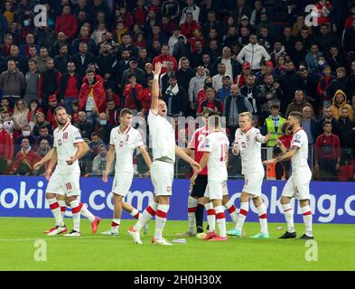 Tirana, Albanie.12 octobre 2021. Lors du match de football de qualification de la coupe du monde de la FIFA 2022 entre l'Albanie et Polandf le 13 octobre 2021 au stade Air Albania à Tirana, Albanie crédit: Independent photo Agency/Alamy Live News Banque D'Images