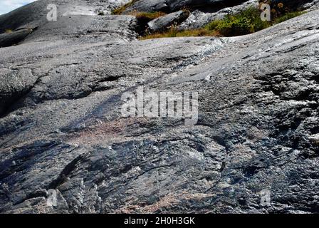 Rochers et falaises étincelants après la pluie sur l'île de l'archipel de Fjällbacka sur la côte ouest suédoise Banque D'Images