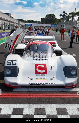 Italie, septembre 11 2021.Vallelunga classique.Vue avant du prototype de voiture de course Porsche 962 C série la Mans, grille de départ Banque D'Images