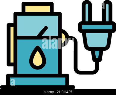 Icône de station de remplissage hybride.Contour station de remplissage hybride vecteur icône couleur plat isolé Illustration de Vecteur
