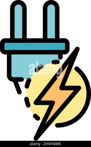 Icône de la fiche d'alimentation.Contour de la fiche d'alimentation vecteur d'icône couleur isolée plate Illustration de Vecteur